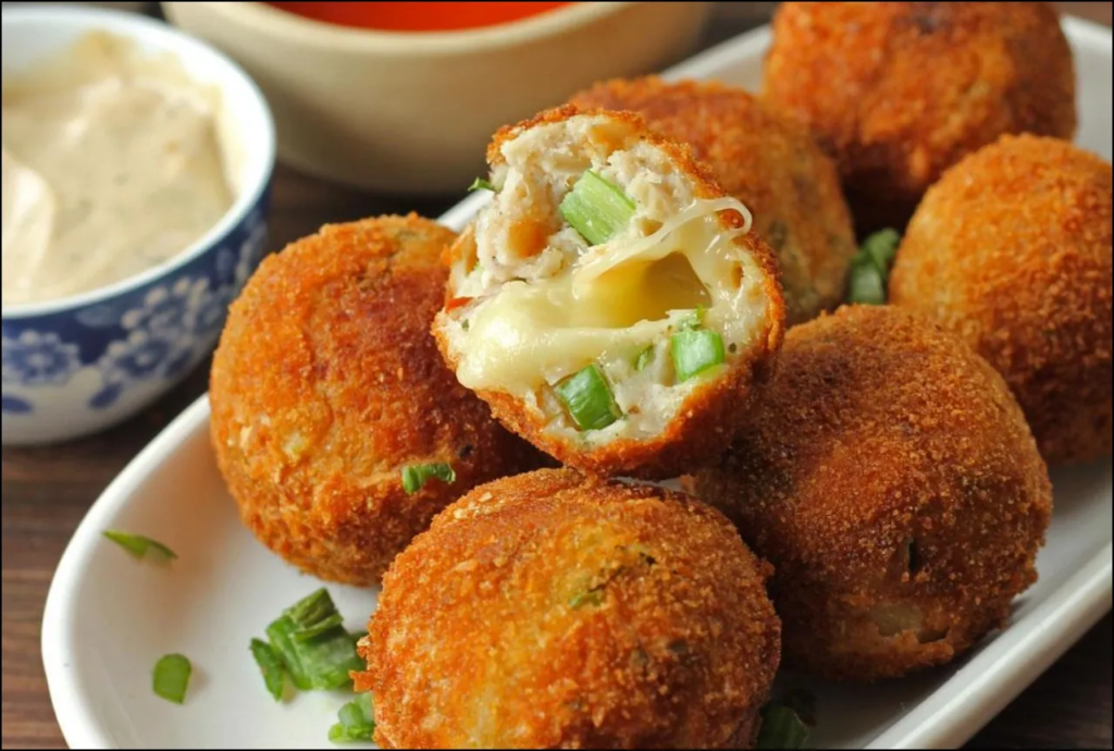 Cheese corn balls are ready to eat.